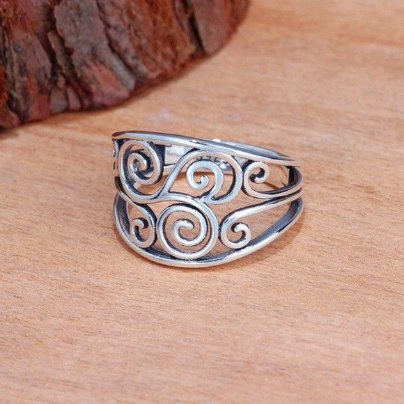NEW Women's Hollow Boho Filigree 925 Sterling Silver‎ Ring 18mm, Size 5 - Picture 3 of 6